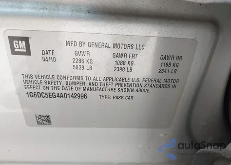 2010 Cadillac Cts Standard z USA, uszkodzony, nr VIN 1G6DC5EG4A0142996